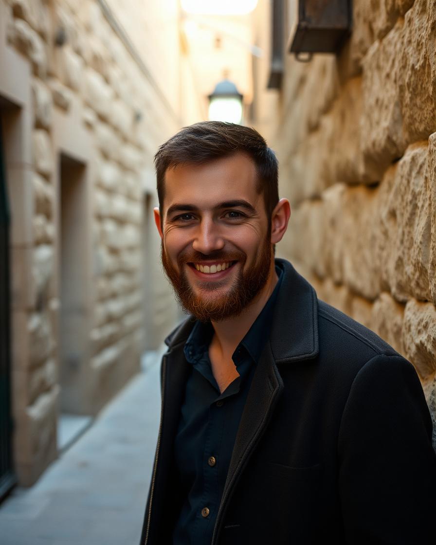 Noam in a Jerusalem stone alleyway