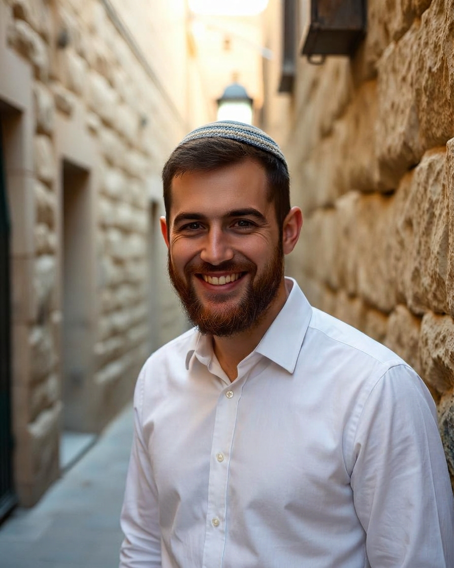 Noam in a Jerusalem stone alleyway